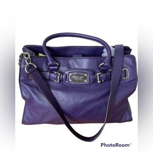 🖤🎄Michael Kors Hamilton Handbag Purple Pebbled Leather Satchel